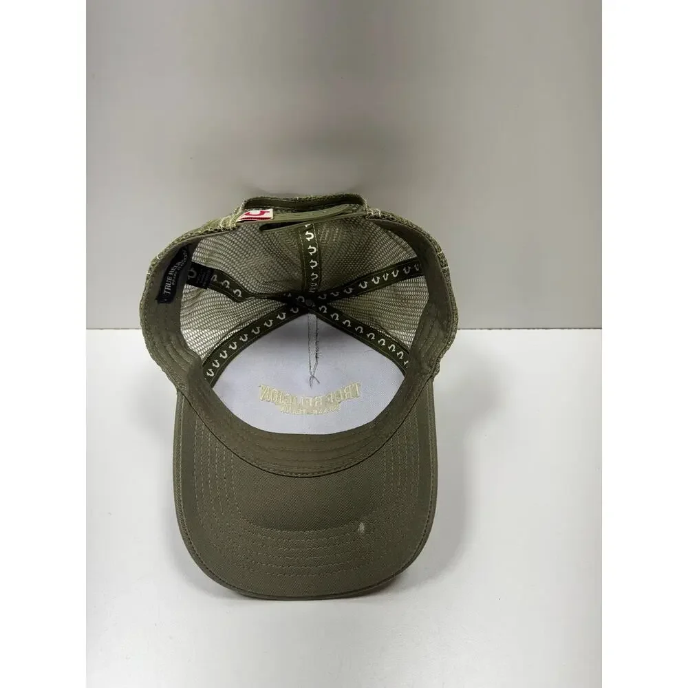 True Religion Brand Jeans World Tour SnapBack Trucker Ball Cap Green Logo Buddha
